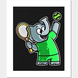 Elephant Tennis Player Funny Coach design Posters and Art